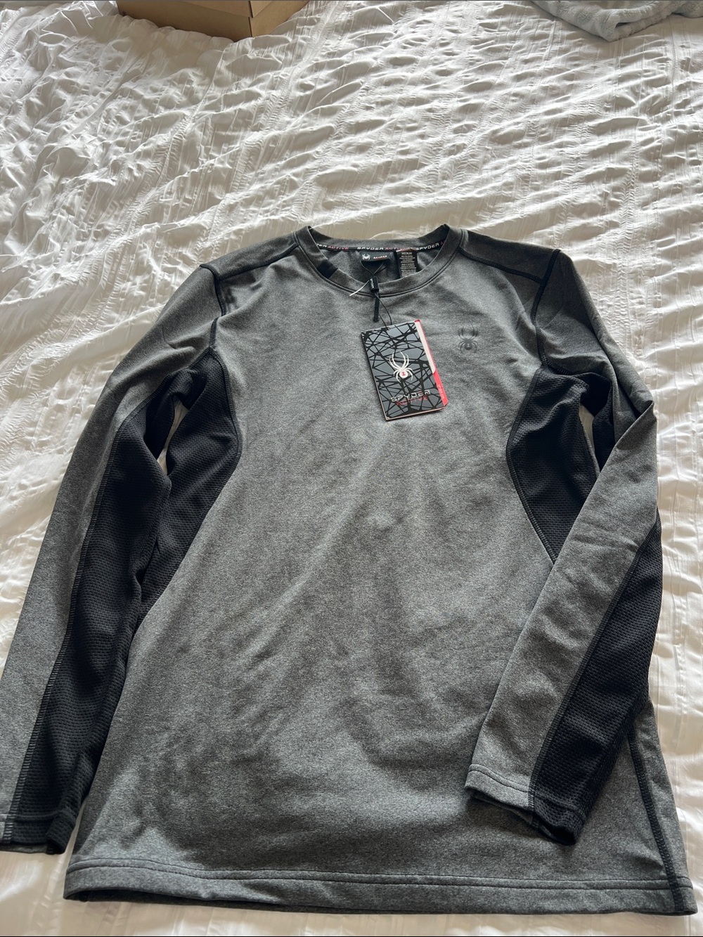 Spyder Men's Long Sleeve Performance Top in Charcoal and Black